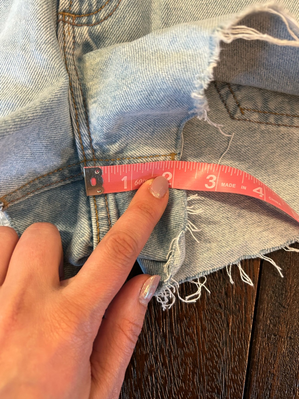 Garage Light Blue Distressed Cuff Offs Denim Jean Shorts - Picture 6 of 7